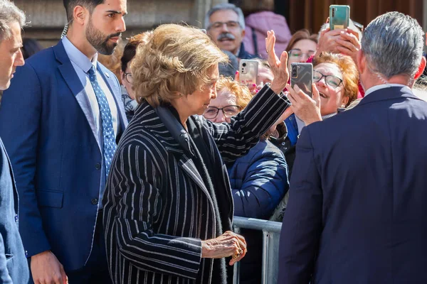 Madrid Spain March 2023 Queen Emeritus Sofa Visits Church Cristo — Stockfoto