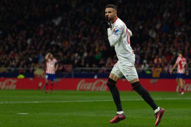 Madrid, İspanya - 4 Mart 2023: Madrid 'de Atletico de Madrid ile Sevilla FC arasında oynanan lig maçı. Atletico Madrid 'in zaferi. Futbolcular.