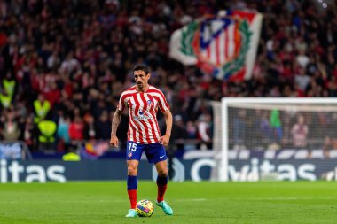 Madrid, İspanya - 2 Nisan 2023: Atletico de Madrid ve Betis F.C. Futbolcu. Lig maçı.