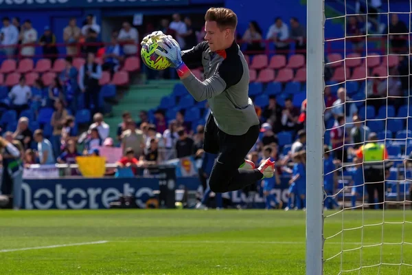 Madrid, İspanya - 16 Nisan 2023: FC Barcelona ve Getafe C.F. arasında futbol maçı Profesyonel futbol. Temas sporu. İspanyol ligi şampiyonu. Barselona oyuncuları.