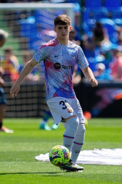 Madrid, İspanya - 16 Nisan 2023: FC Barcelona ve Getafe C.F. arasında futbol maçı Profesyonel futbol. Temas sporu. İspanyol ligi şampiyonu. Barselona oyuncuları.