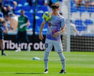 Madrid, İspanya - 16 Nisan 2023: FC Barcelona ve Getafe C.F. arasında futbol maçı Profesyonel futbol. Temas sporu. İspanyol ligi şampiyonu. Barselona oyuncuları.