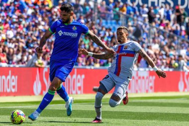 Madrid, İspanya - 16 Nisan 2023: FC Barcelona ve Getafe C.F. arasında futbol maçı Profesyonel futbol. Temas sporu. İspanyol ligi şampiyonu. Barselona oyuncuları.