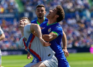 Madrid, İspanya - 16 Nisan 2023: FC Barcelona ve Getafe C.F. arasında futbol maçı Profesyonel futbol. Temas sporu. İspanyol ligi şampiyonu. Barselona oyuncuları.