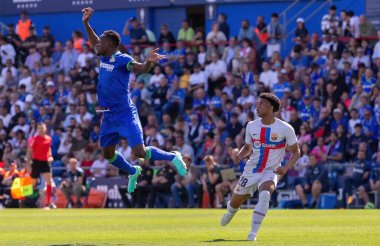 Madrid, İspanya - 16 Nisan 2023: FC Barcelona ve Getafe C.F. arasında futbol maçı Profesyonel futbol. Temas sporu. İspanyol ligi şampiyonu. Barselona oyuncuları.