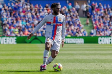 Madrid, İspanya - 16 Nisan 2023: FC Barcelona ve Getafe C.F. arasında futbol maçı Profesyonel futbol. Temas sporu. İspanyol ligi şampiyonu. Barselona oyuncuları.