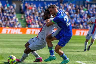 Madrid, İspanya - 16 Nisan 2023: FC Barcelona ve Getafe C.F. arasında futbol maçı Profesyonel futbol. Temas sporu. İspanyol ligi şampiyonu. Barselona oyuncuları.