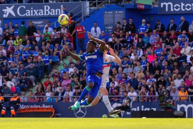 Madrid, İspanya - 16 Nisan 2023: FC Barcelona ve Getafe C.F. arasında futbol maçı Profesyonel futbol. Temas sporu. İspanyol ligi şampiyonu. Barselona oyuncuları.
