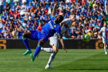 Madrid, İspanya - 16 Nisan 2023: FC Barcelona ve Getafe C.F. arasında futbol maçı Profesyonel futbol. Temas sporu. İspanyol ligi şampiyonu. Barselona oyuncuları.