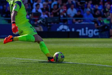 Madrid, İspanya - 16 Nisan 2023: FC Barcelona ve Getafe C.F. arasında futbol maçı Profesyonel futbol. Temas sporu. İspanyol ligi şampiyonu. Barselona oyuncuları.
