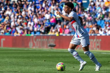 Madrid, İspanya - 16 Nisan 2023: FC Barcelona ve Getafe C.F. arasında futbol maçı Profesyonel futbol. Temas sporu. İspanyol ligi şampiyonu. Barselona oyuncuları.