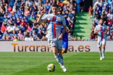 Madrid, İspanya - 16 Nisan 2023: FC Barcelona ve Getafe C.F. arasında futbol maçı Profesyonel futbol. Temas sporu. İspanyol ligi şampiyonu. Barselona oyuncuları.