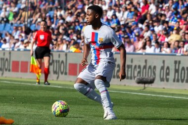 Madrid, İspanya - 16 Nisan 2023: FC Barcelona ve Getafe C.F. arasında futbol maçı Profesyonel futbol. Temas sporu. İspanyol ligi şampiyonu. Barselona oyuncuları.