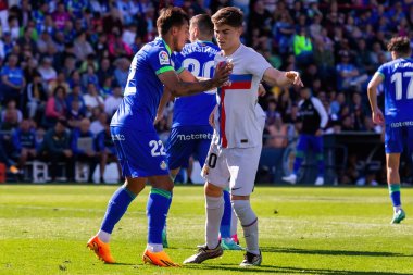 Madrid, İspanya - 16 Nisan 2023: FC Barcelona ve Getafe C.F. arasında futbol maçı Profesyonel futbol. Temas sporu. İspanyol ligi şampiyonu. Barselona oyuncuları.