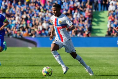 Madrid, İspanya - 16 Nisan 2023: FC Barcelona ve Getafe C.F. arasında futbol maçı Profesyonel futbol. Temas sporu. İspanyol ligi şampiyonu. Barselona oyuncuları.