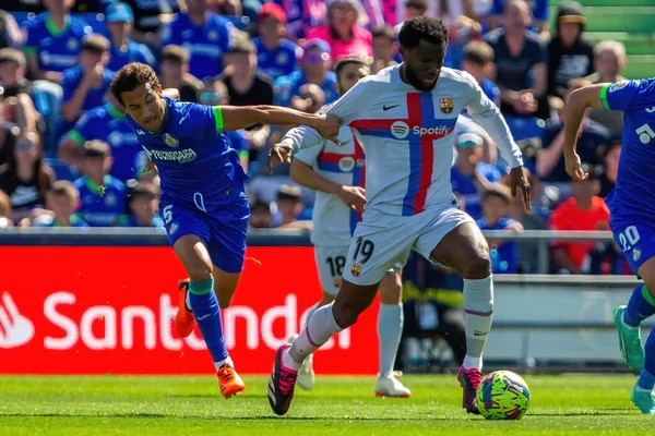 Madrid, İspanya - 16 Nisan 2023: FC Barcelona ve Getafe C.F. arasında futbol maçı Profesyonel futbol. Temas sporu. İspanyol ligi şampiyonu. Barselona oyuncuları.
