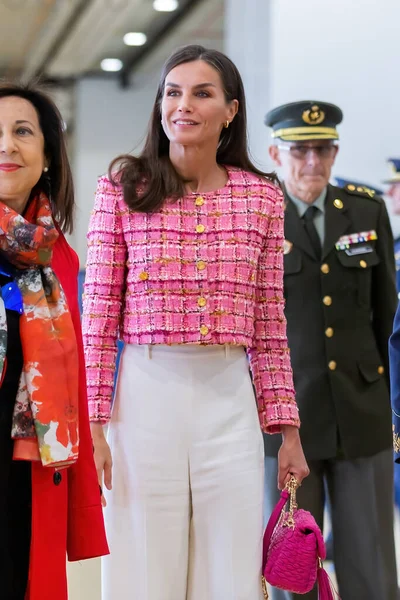 Madrid Spanien April 2023 Drottning Letizia Besöker Cuatro Vientos Flygbas — Stockfoto
