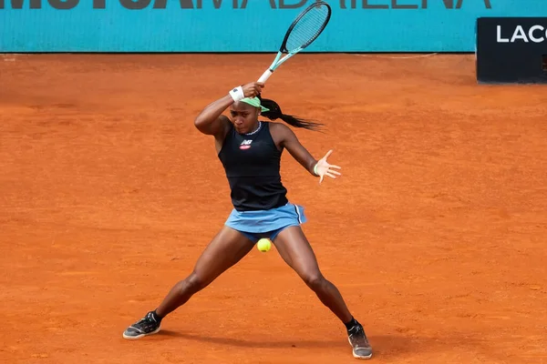 Madrid Spanje April 2023 Tenniswedstrijd Tussen Paula Badosa Coco Gauff — Stockfoto