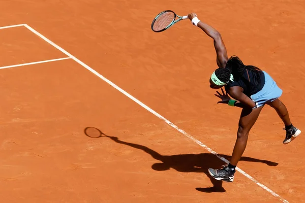 stock image Madrid, Spain- April 29,2023: Tennis match between Paula Badosa and Coco Gauff at the Mutua Madrid Open in Madrid. Victory for Paula Badosa. Women's tennis.