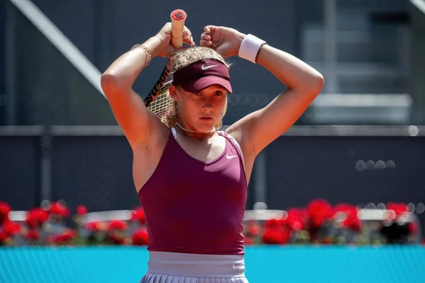 Madrid Spanien Maj 2023 Tennismatch Mellan Mirra Andreeva Och Aryna — Stockfoto