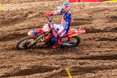 Madrid, İspanya - 7 Mayıs 2023 Madrid MXGP İspanya Şampiyonası. Jorge Prado ve Daniela Guilln İspanyol takımını yönetiyor. Motokros yarışı.