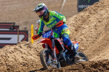 Madrid, İspanya - 7 Mayıs 2023 Madrid MXGP İspanya Şampiyonası. Jorge Prado ve Daniela Guilln İspanyol takımını yönetiyor. Motokros yarışı.