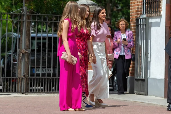 stock image Madrid, Spain- May 25, 2023: The Infanta Doa Sofia receives her Catholic confirmation in Madrid together with her parents the King and Queen of Spain, the Princess of Asturias, Doa Sofia and her maternal grandparents.