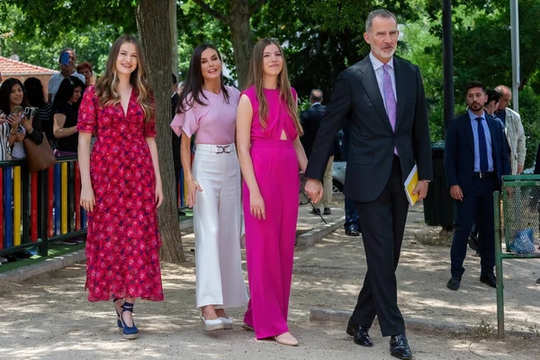 stock image Madrid, Spain- May 25, 2023: The Infanta Doa Sofia receives her Catholic confirmation in Madrid together with her parents the King and Queen of Spain, the Princess of Asturias, Doa Sofia and her maternal grandparents.