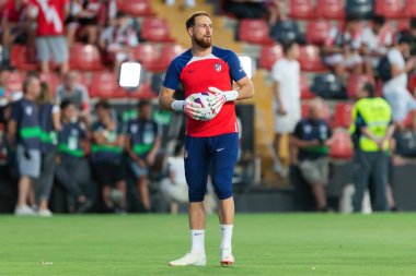 Madrid, İspanya - 28 Ağustos 2023: Madrid 'de oynanan Rayo Vallecano ve Atletico de Madrid ligi maçı. Ligin üçüncü günü. Futbol maçı. İspanyol futbolcular.