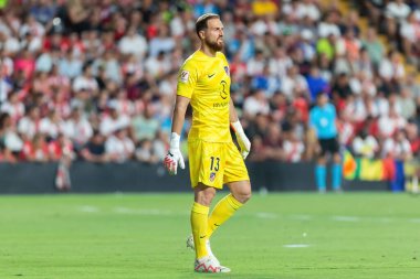 Madrid, İspanya - 28 Ağustos 2023: Madrid 'de oynanan Rayo Vallecano ve Atletico de Madrid ligi maçı. Ligin üçüncü günü. Futbol maçı. İspanyol futbolcular.