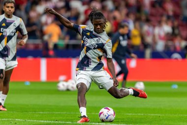 Madrid, İspanya - 24 Eylül 2023: Atletico de Madrid ile Real Madrid arasındaki lig maçı. Futbolcular. Atletico de Madrid için zafer.