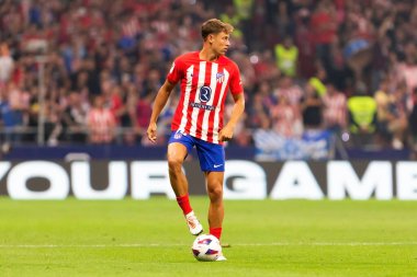 Madrid, İspanya - 1 Ekim 2023: Atletico de Madrid ile Cadiz arasındaki futbol ligi maçı Madrid 'de oynandı. Atletico de Madrid oyuncuları.