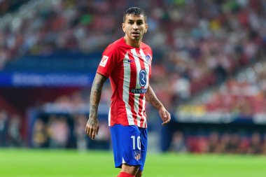 Madrid, İspanya - 1 Ekim 2023: Atletico de Madrid ile Cadiz arasındaki futbol ligi maçı Madrid 'de oynandı. Atletico de Madrid oyuncuları.