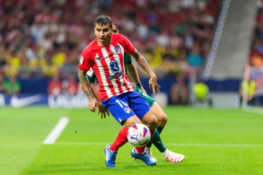 Madrid, İspanya - 1 Ekim 2023: Atletico de Madrid ile Cadiz arasındaki futbol ligi maçı Madrid 'de oynandı. Atletico de Madrid oyuncuları.