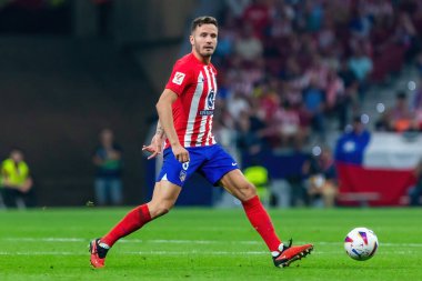 Madrid, İspanya - 1 Ekim 2023: Atletico de Madrid ile Cadiz arasındaki futbol ligi maçı Madrid 'de oynandı. Atletico de Madrid oyuncuları.