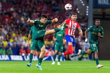 Madrid, İspanya - 1 Ekim 2023: Atletico de Madrid ile Cadiz arasındaki futbol ligi maçı Madrid 'de oynandı. Atletico de Madrid oyuncuları.