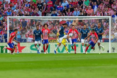 Madrid, İspanya - 4 Ekim 2023: Atletico de Madrid ile Feyenoord arasında oynanan Şampiyonlar Ligi maçı Madrid takımının zaferiyle sonuçlandı. Feyenoord oyuncuları.