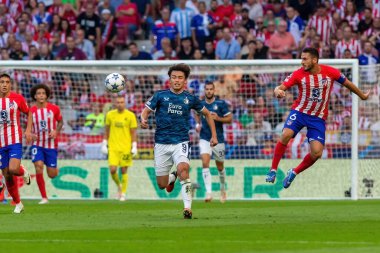Madrid, İspanya - 4 Ekim 2023: Atletico de Madrid ile Feyenoord arasında oynanan Şampiyonlar Ligi maçı Madrid takımının zaferiyle sonuçlandı. Feyenoord oyuncuları.