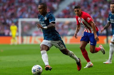 Madrid, İspanya - 4 Ekim 2023: Atletico de Madrid ile Feyenoord arasında oynanan Şampiyonlar Ligi maçı Madrid takımının zaferiyle sonuçlandı. Feyenoord oyuncuları.