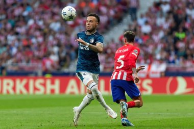 Madrid, İspanya - 4 Ekim 2023: Atletico de Madrid ile Feyenoord arasında oynanan Şampiyonlar Ligi maçı Madrid takımının zaferiyle sonuçlandı. Feyenoord oyuncuları.