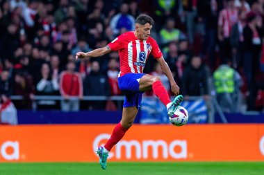 Madrid, İspanya - 29 Ekim 2023 Madrid 'de Atletico de Madrid ve Alavs arasında oynanan lig maçı. Koloneroların zaferi..