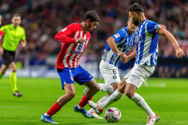 Madrid, İspanya - 29 Ekim 2023 Madrid 'de Atletico de Madrid ve Alavs arasında oynanan lig maçı. Koloneroların zaferi..