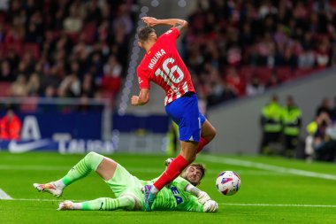 Madrid, İspanya - 29 Ekim 2023 Madrid 'de Atletico de Madrid ve Alavs arasında oynanan lig maçı. Koloneroların zaferi..