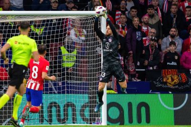 Madrid, İspanya - 29 Ekim 2023 Madrid 'de Atletico de Madrid ve Alavs arasında oynanan lig maçı. Koloneroların zaferi..