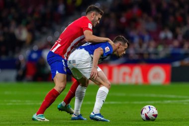 Madrid, İspanya - 29 Ekim 2023 Madrid 'de Atletico de Madrid ve Alavs arasında oynanan lig maçı. Koloneroların zaferi..
