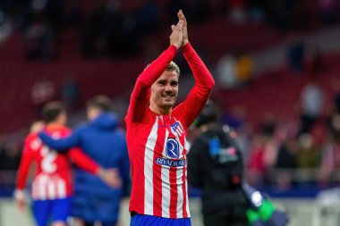 Madrid, İspanya - 29 Ekim 2023 Madrid 'de Atletico de Madrid ve Alavs arasında oynanan lig maçı. Koloneroların zaferi. Antoine Griezmann.