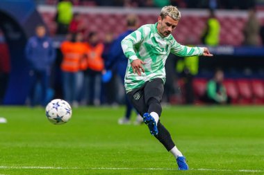 Madrid, İspanya - 7 Kasım 2023: Madrid 'de Atletico de Madrid ile Glasgow Celtics arasında oynanan Şampiyonlar Ligi futbol maçı. Futbolcular. Atletico de Madrid için zafer.