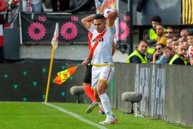 Madrid, Spain- November 11, 2023: Soccer match between Rayo Vallecano and Girona in Madrid. Girona's victory in Vallecas. Radamel Falcao during the match. clipart