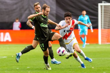 Madrid, İspanya - 11 Kasım 2023: Madrid 'de Rayo Vallecano ve Girona arasında oynanan futbol maçı. Girona 'nın Vallecas' taki zaferi. Girona oyuncuları.