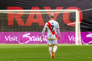 Madrid, İspanya - 11 Kasım 2023: Madrid 'de Rayo Vallecano ve Girona arasında oynanan futbol maçı. Girona 'nın Vallecas' taki zaferi. Rayo Vallecano oyuncuları.